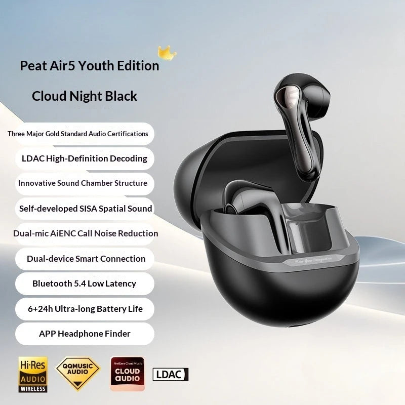 SoundPEATS Air5 Lite Bluetooth V5.4 Earbuds LDAC Hi-Res Audio Wireless Earphone, 13mm Driver, IPX5 Waterproof,Multipoint Pairing