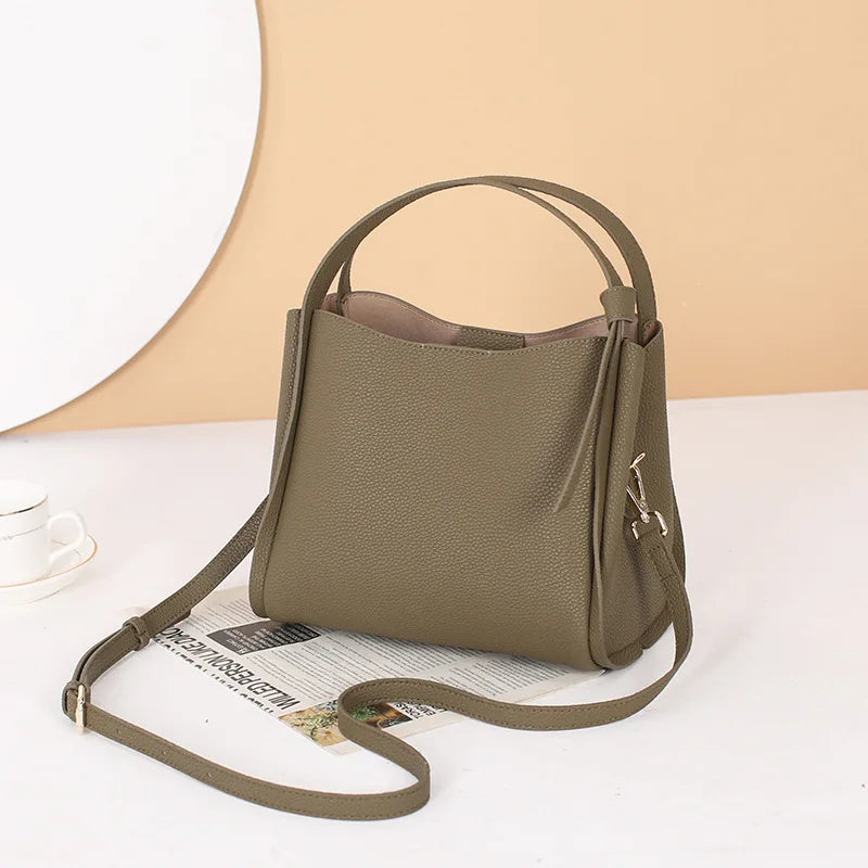 2025 Summer Lady Fashion Small Bucket Handbag Soft Leather Cross-body Messenger For Women Classic Female Shoulder Bag Hot Sale