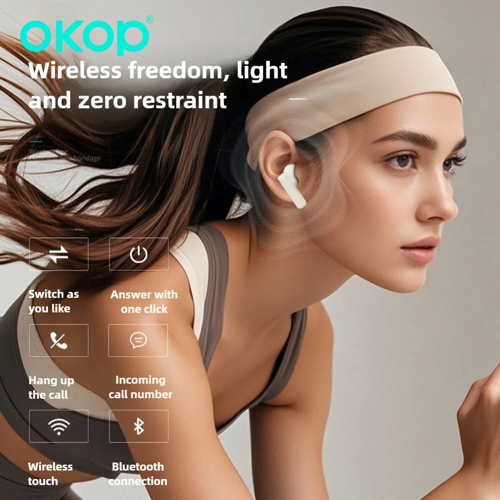 OKOP AI Headset,Wireless Bluetooth Headset,in-ear Noise Canceling Headset,Outdoor Sports Headset,High-quality Music Game Headset