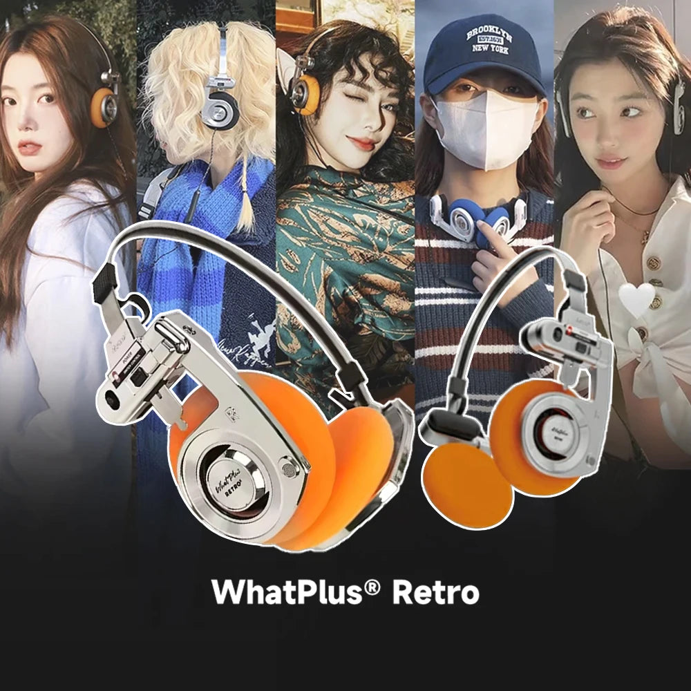 2026 WhatPlus RETRO R3 Bluetooth Earphones Headworn Wireless Portable Small Classic Fashion Headset 40mm Dynamic-unit Headphones