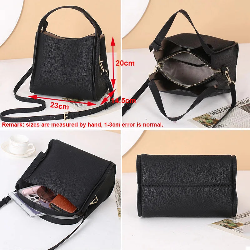 2025 Summer Lady Fashion Small Bucket Handbag Soft Leather Cross-body Messenger For Women Classic Female Shoulder Bag Hot Sale