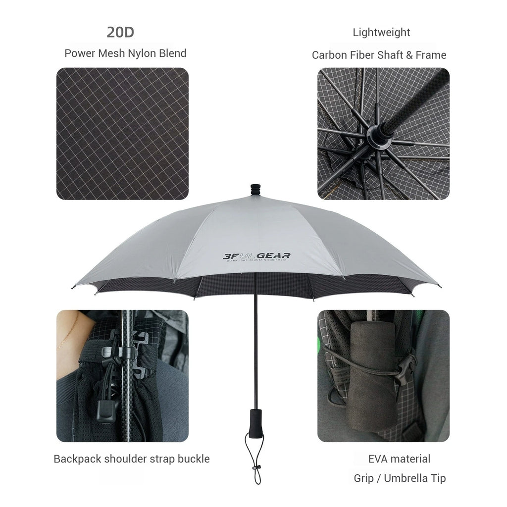 3F UL GEAR Hiking Umbrella Outdoor Hiking Camping Mountaineering Nylon Silver Coating Sun Protection Lightweight And Portable