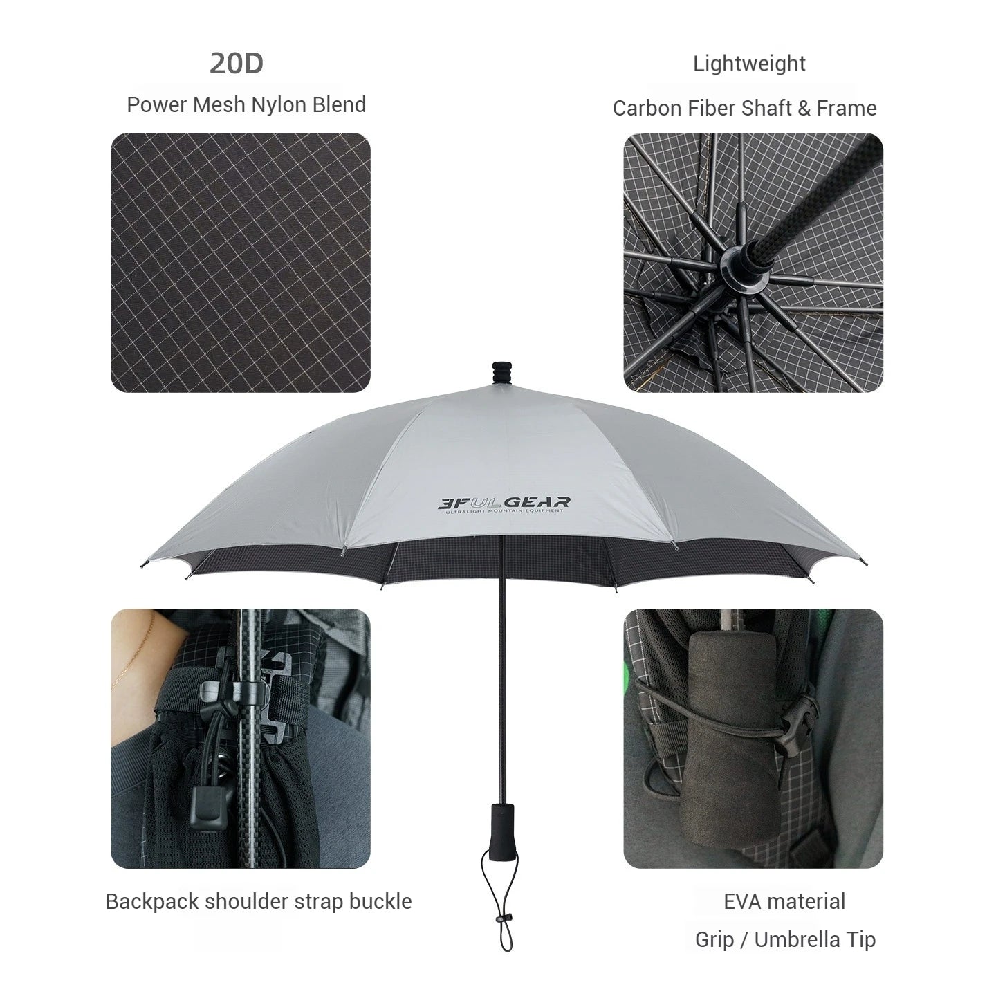 3F UL GEAR Hiking Umbrella Outdoor Hiking Camping Mountaineering Nylon Silver Coating Sun Protection Lightweight And Portable