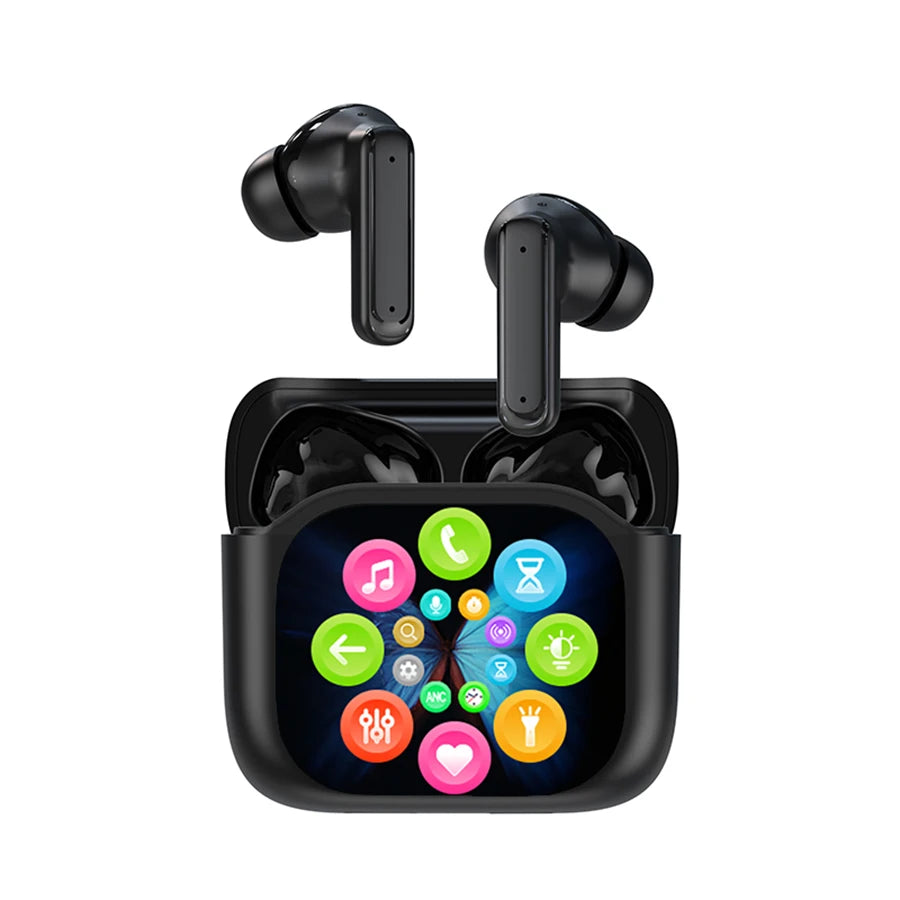 2025 AI Translation Bluetooth Earphones With Smart Display Long Battery Life Noise Reduce New Wireless Digital Display Headset