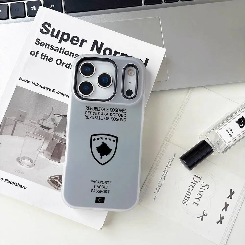 1PC Kosovo Passport Phone Case For iPhone 17 16 15 14 13 12 11 Pro Max Plus Mini Case Clear Jelly Shockproof Soft Cover