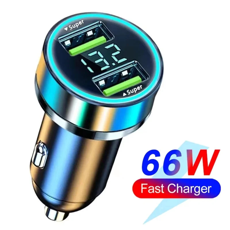 200W Dual USB Car Charger Pull Ring Fast Charging Car Phone Charger Adapter For Xiaomi Samsung Mini Car Charger