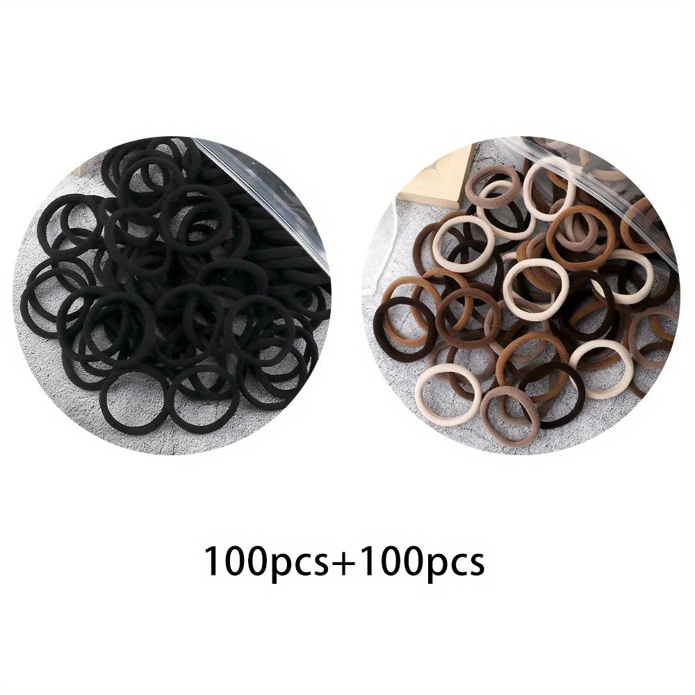 100pcs High Elastic Hair Bands For Girls Black Hairband Rubber Ties Ponytail Holder Scrunchies Kids Hair Accessories