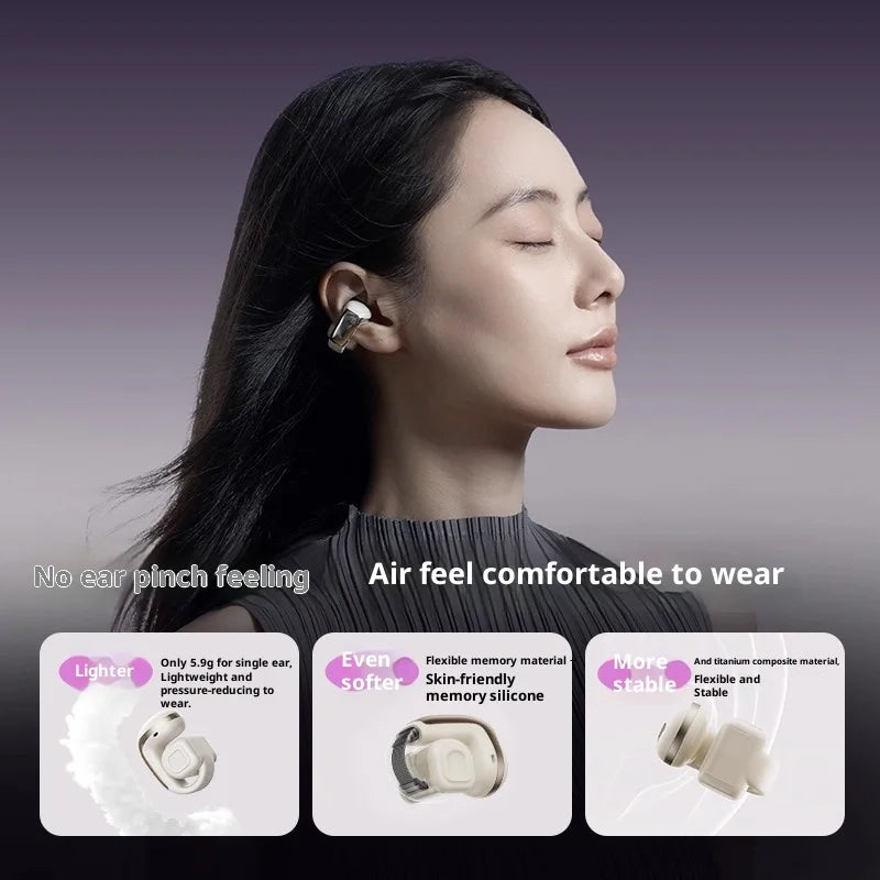 XISEM Plume Open Ear Clip Headphones, Hi-Fi DSP, 0.06s Game Latency, Noise Reduction, Waterproof, Long Battery Life