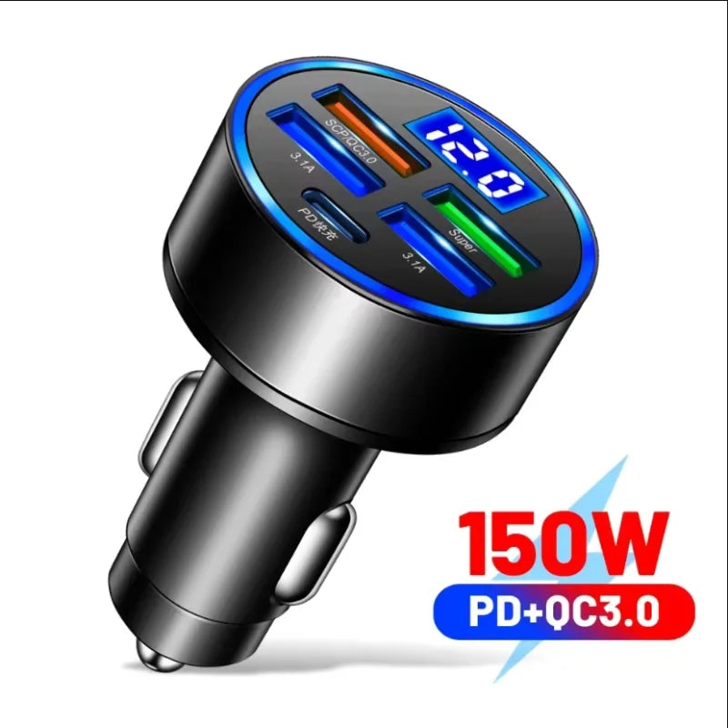 200W Dual USB Car Charger Pull Ring Fast Charging Car Phone Charger Adapter For Xiaomi Samsung Mini Car Charger