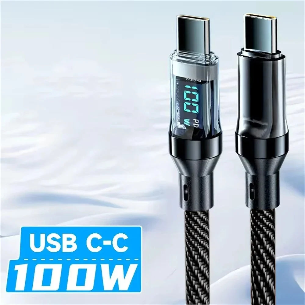 120W Type C Cable Super Fast Charging USB C To USB C Phone Charger Data Cord For iPhone Samsung Xiaomi Huawei Quick Charge Cable
