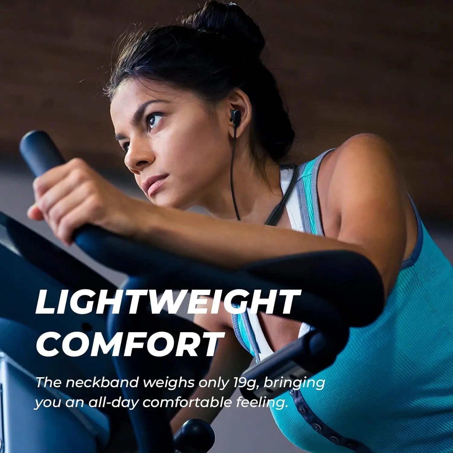 Wireless Bluetooth 5.2 Neckband Earbuds, IPX7 Waterproof, Deep Bass, 20H Playtime, Ultra-Lightweight Comfort (Black)