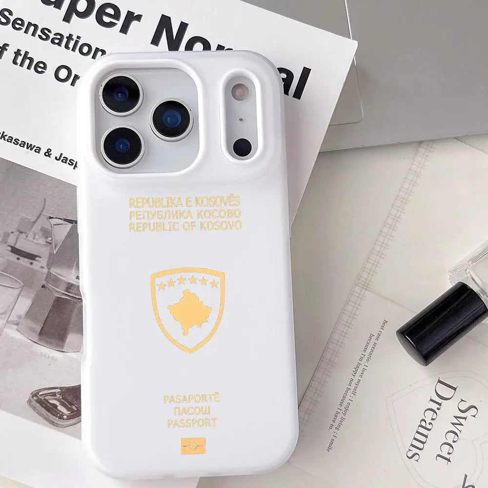 1PC Kosovo Passport Phone Case For iPhone 17 16 15 14 13 12 11 Pro Max Plus Mini Case Clear Jelly Shockproof Soft Cover