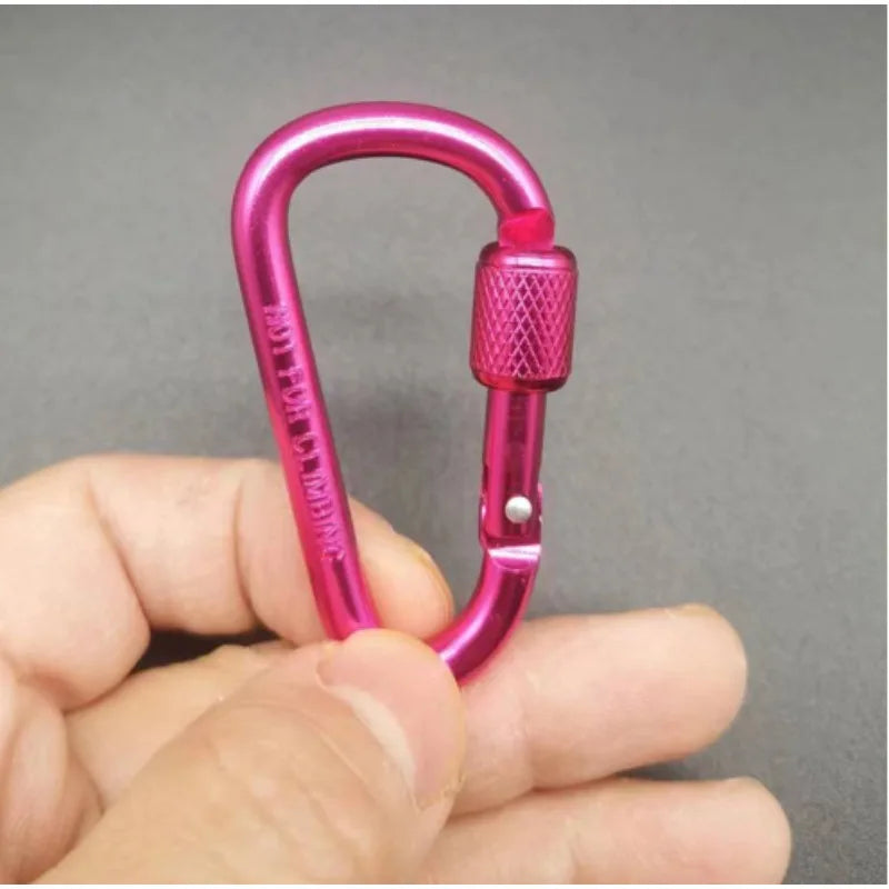 1pc D Shape Aluminum Carabiner Clip Outdoor Hiking Gear Backpack Keychain Hook Camping Outdoor Tools Anti Loss Lock Buckle