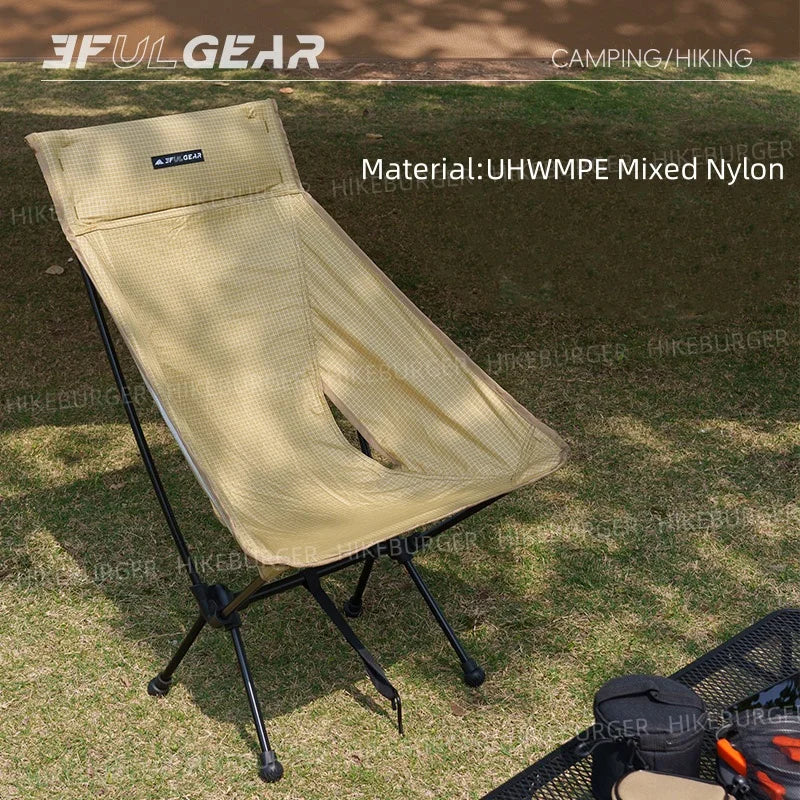 3F UL GEAR Outdoor Ultralight Portable Folding Chair Camping Durable UHWMPE Fishing Moon Chair Traveling Beach Chair Backpack
