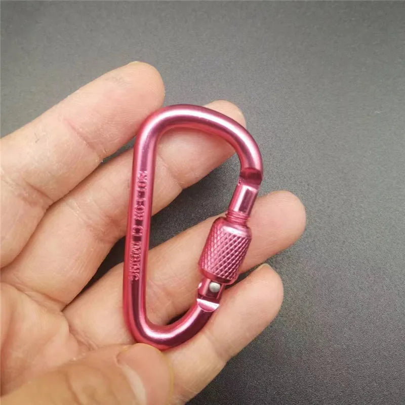 1pc D Shape Aluminum Carabiner Clip Outdoor Hiking Gear Backpack Keychain Hook Camping Outdoor Tools Anti Loss Lock Buckle