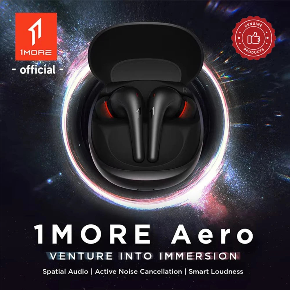1MORE Aero Ear buds Noise Cancellation Bluetooth 5.2 flash-sale Clear Calls 28h Playtime Wireless Charging headset electronic