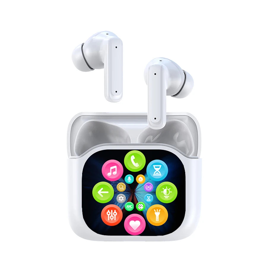 2025 AI Translation Bluetooth Earphones With Smart Display Long Battery Life Noise Reduce New Wireless Digital Display Headset