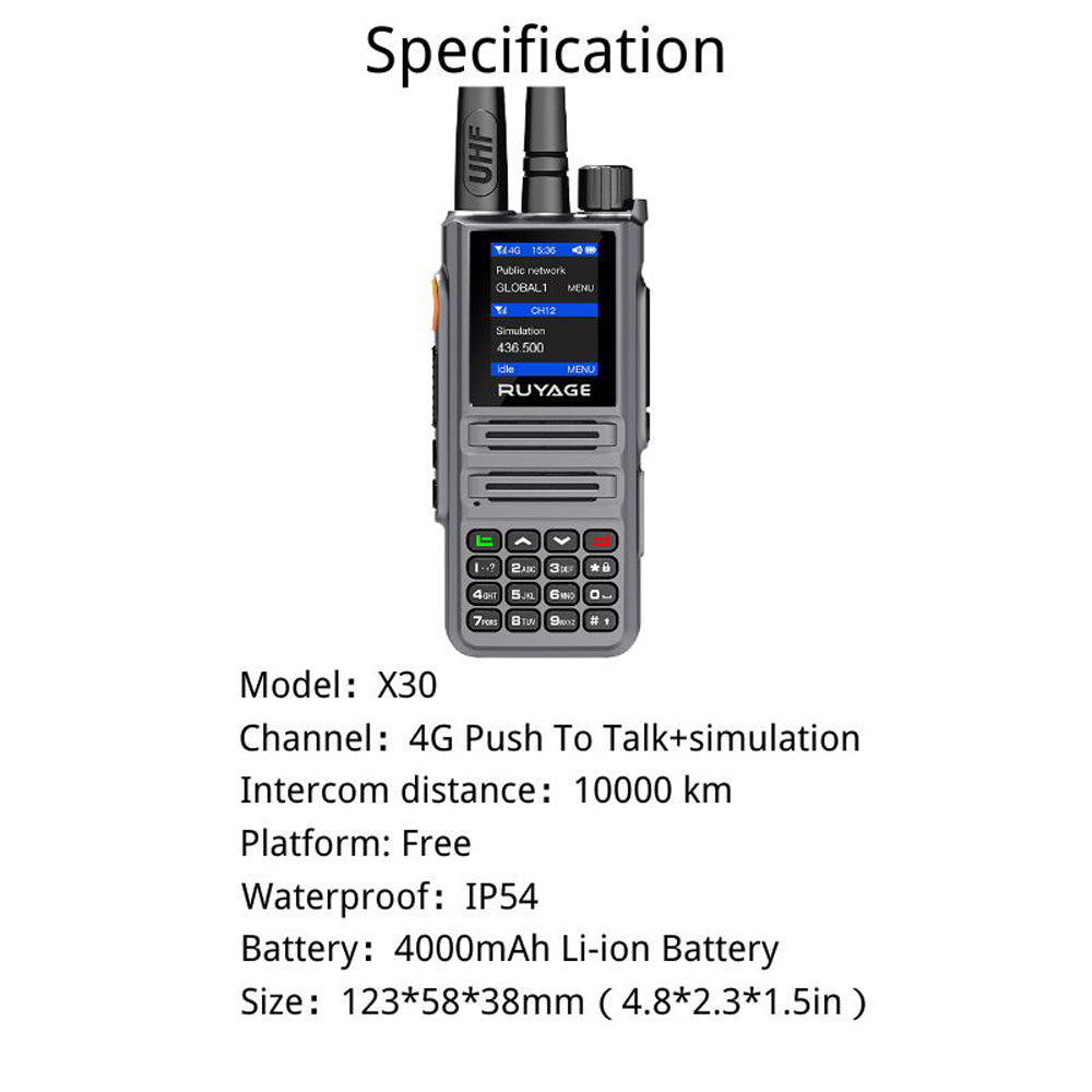 Ruyage Radio Nationwide PTT Dual-Mode Walkie-Talkie(X30)