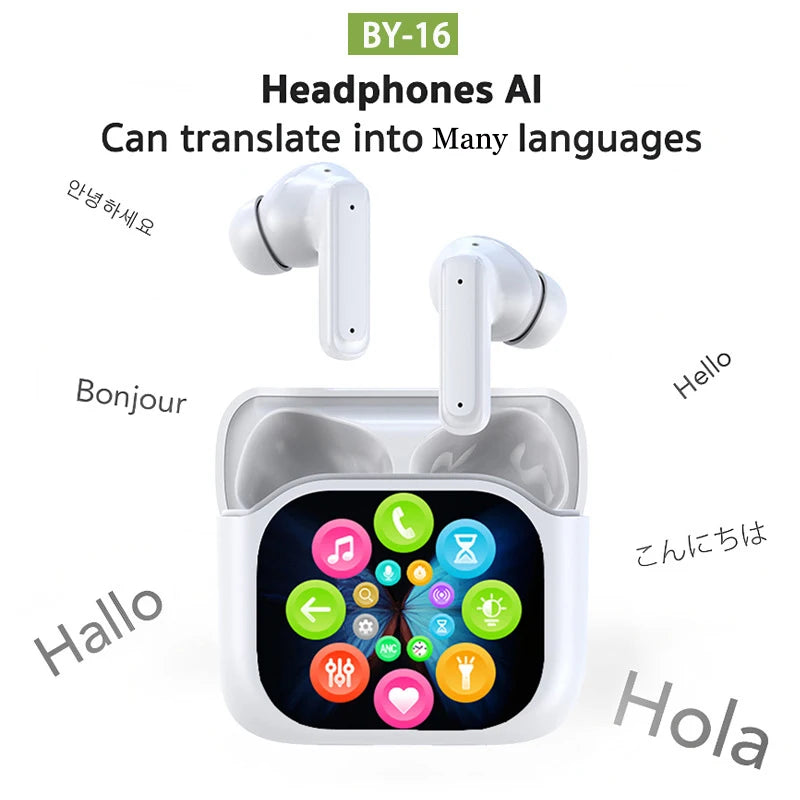 Smart AI Translation Bluetooth Earphones With LCD Display Noise Reduce New Wireless Digital Long Battery Life Display Headphone