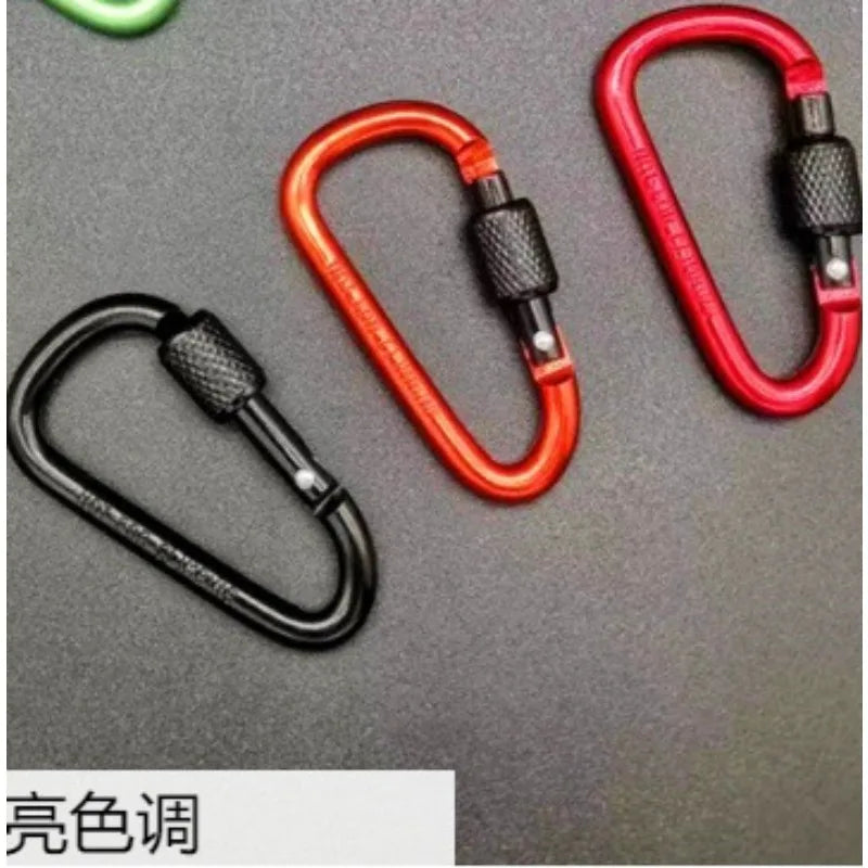 1pc D Shape Aluminum Carabiner Clip Outdoor Hiking Gear Backpack Keychain Hook Camping Outdoor Tools Anti Loss Lock Buckle