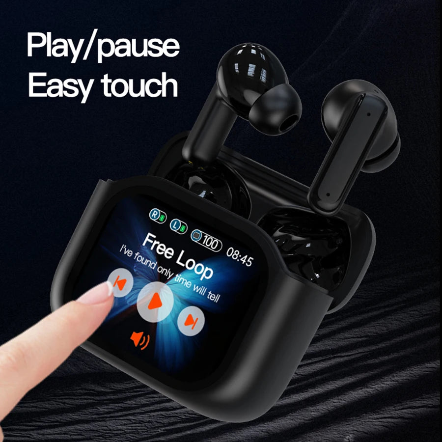 2025 AI Translation Bluetooth Earphones With Smart Display Long Battery Life Noise Reduce New Wireless Digital Display Headset