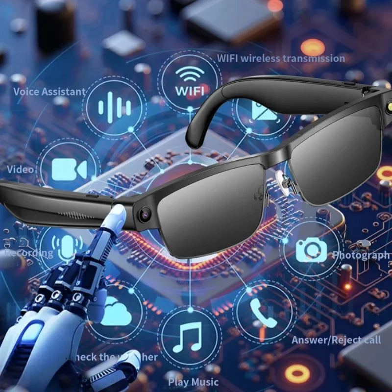 1 pair L802 AI smart sunglasses 8-megapixel HD camera anti-shake waterproof translation video recording calling photo-taking