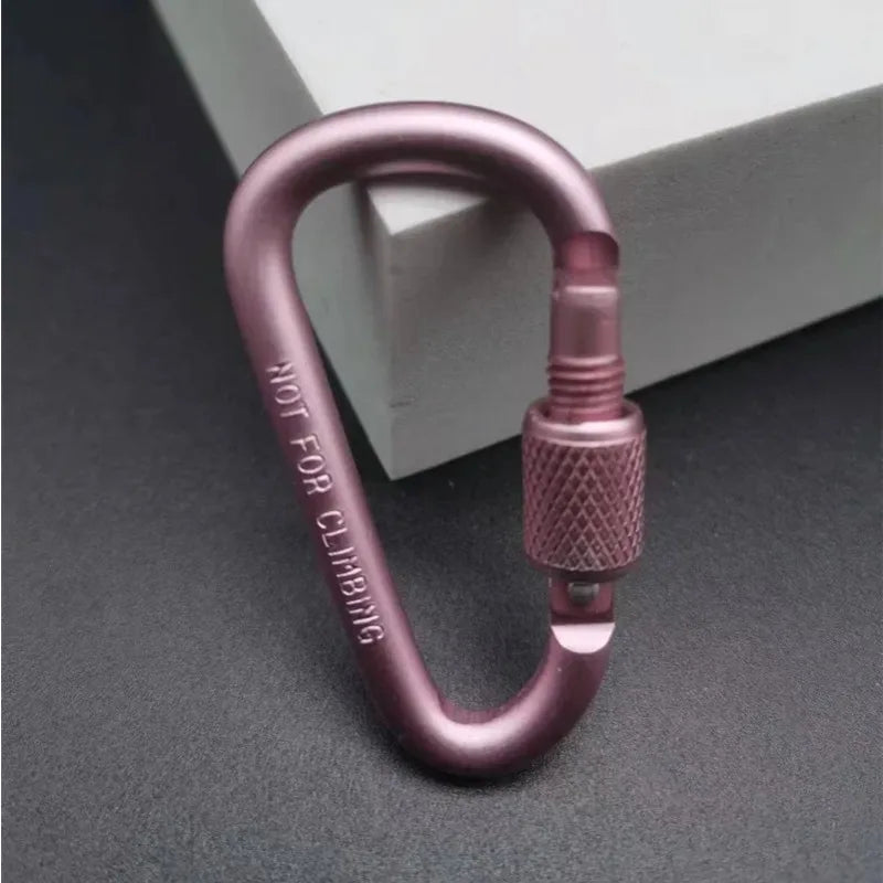 1pc D Shape Aluminum Carabiner Clip Outdoor Hiking Gear Backpack Keychain Hook Camping Outdoor Tools Anti Loss Lock Buckle