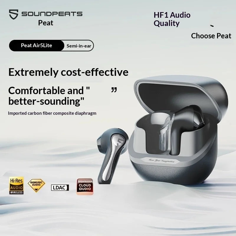 SoundPEATS Air5 Lite Bluetooth V5.4 Earbuds LDAC Hi-Res Audio Wireless Earphone, 13mm Driver, IPX5 Waterproof,Multipoint Pairing