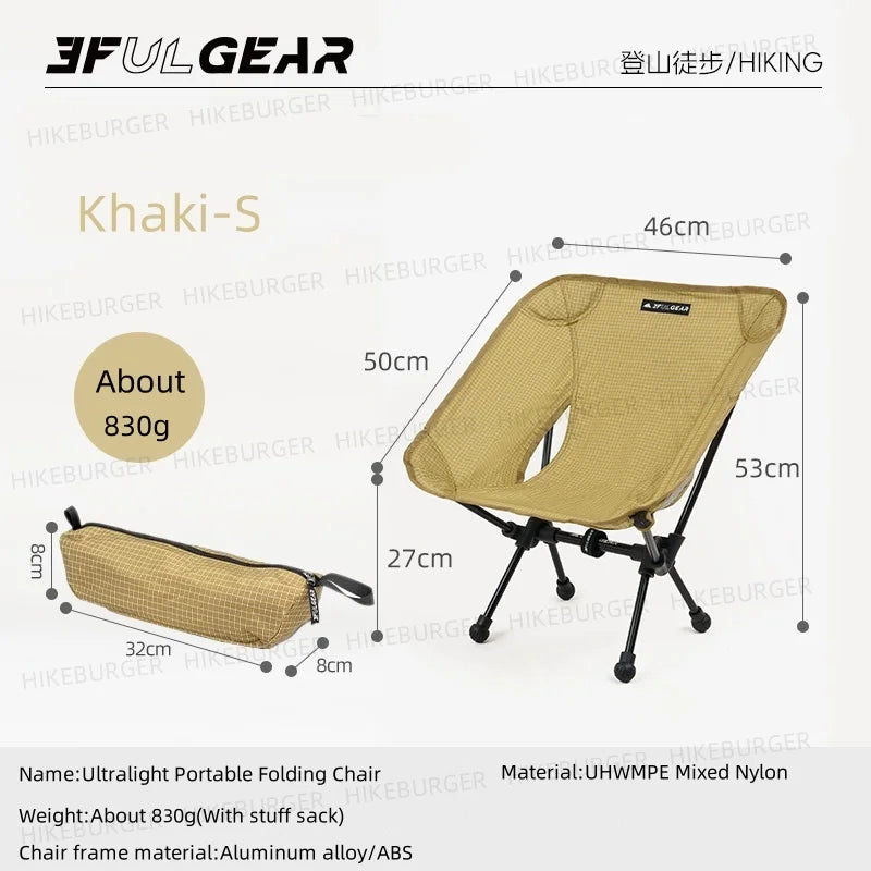 3F UL GEAR Outdoor Ultralight Portable Folding Chair Camping Durable UHWMPE Fishing Moon Chair Traveling Beach Chair Backpack
