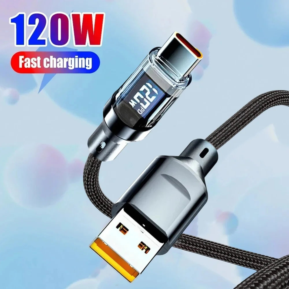 120W Type C Cable Super Fast Charging USB C To USB C Phone Charger Data Cord For iPhone Samsung Xiaomi Huawei Quick Charge Cable