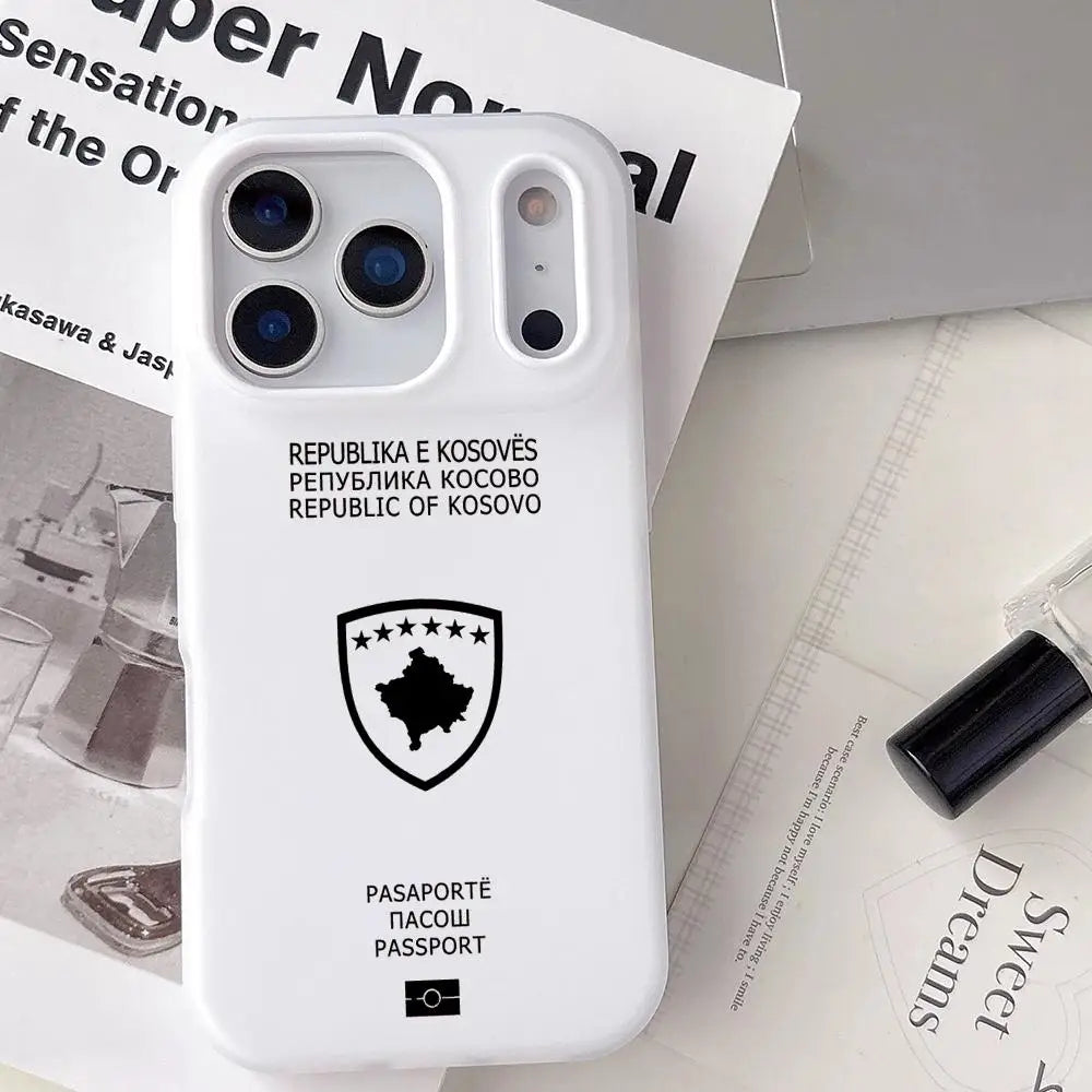 1PC Kosovo Passport Phone Case For iPhone 17 16 15 14 13 12 11 Pro Max Plus Mini Case Clear Jelly Shockproof Soft Cover