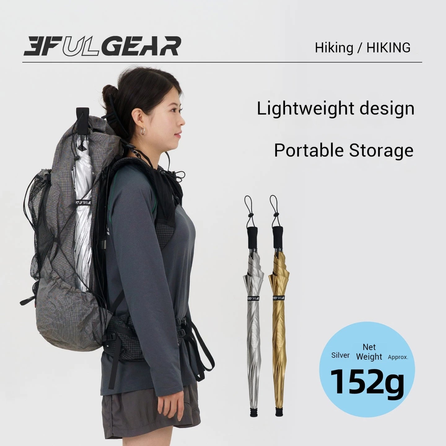 3F UL GEAR Hiking Umbrella Outdoor Hiking Camping Mountaineering Nylon Silver Coating Sun Protection Lightweight And Portable