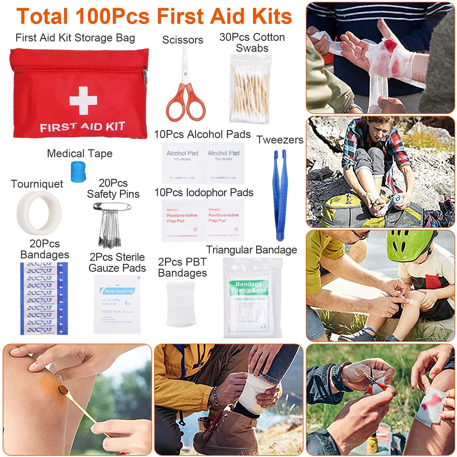 125 In 1 Emergency Kit Trauma Bag Outdoor Multifunction Camping Gear Survival Kit First Aid Kit SOS Wilderness Emergency Axe Kit