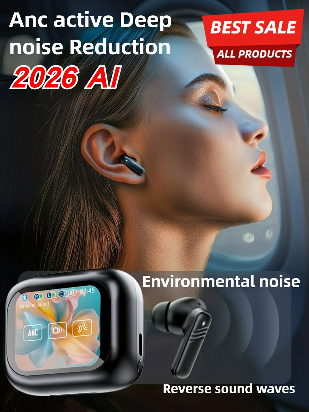 2026 NEW Professional ANC Earbuds AI Translator 100 Languages 40H Playtime One Tap Touch Control Flagship Noise Cancelling