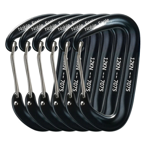 6PCS 12kN Aluminum D Ring Carabiners Heavy Duty Hook Lightweight