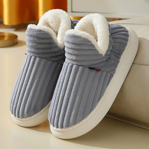 2025 Fashion Couple Winter Warm Plush Slippers Thick Sole Non Slip