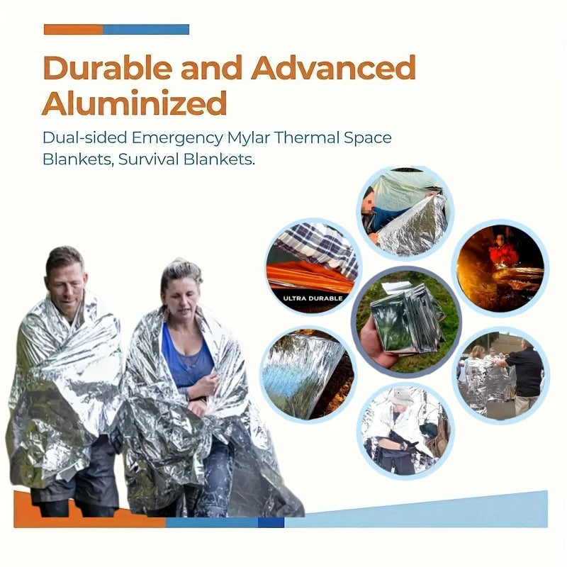 2/15pcs Large Emergency Survival Blanket Portable Aluminum Foil