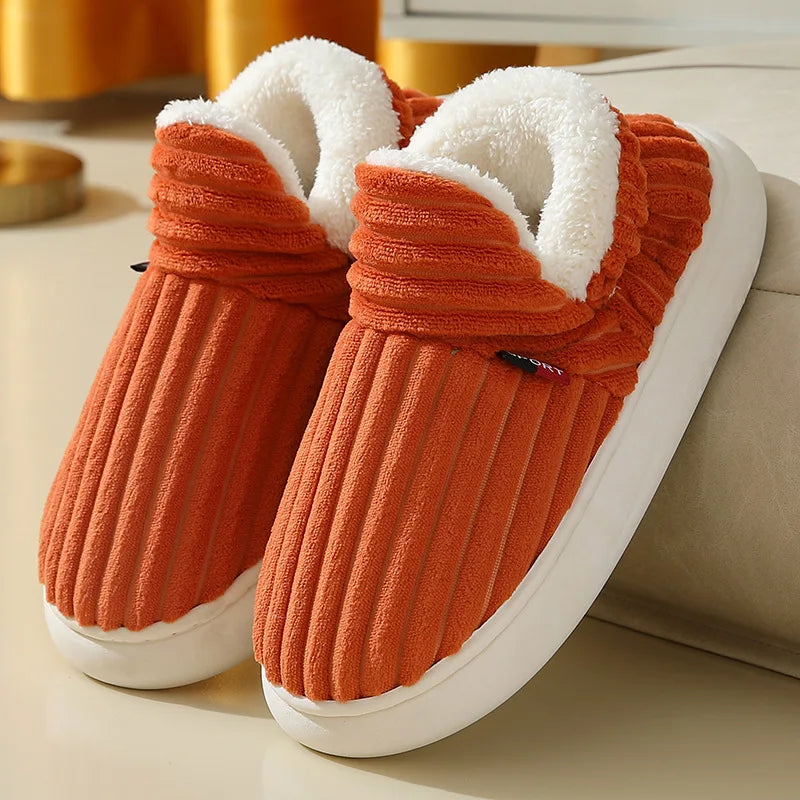 2025 Fashion Couple Winter Warm Plush Slippers Thick Sole Non Slip