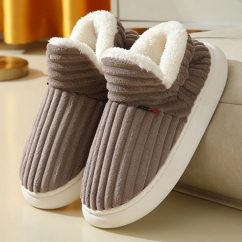 2025 Fashion Couple Winter Warm Plush Slippers Thick Sole Non Slip