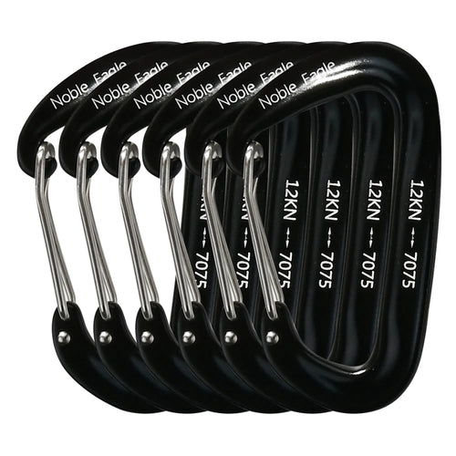 6PCS 12kN Aluminum D Ring Carabiners Heavy Duty Hook Lightweight