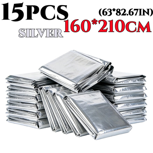 2/15pcs Large Emergency Survival Blanket Portable Aluminum Foil