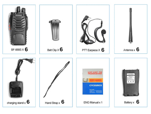 2pcs 4pcs 6pcs  Baofeng BF-888S With Headphones 5km Long Range Walkie