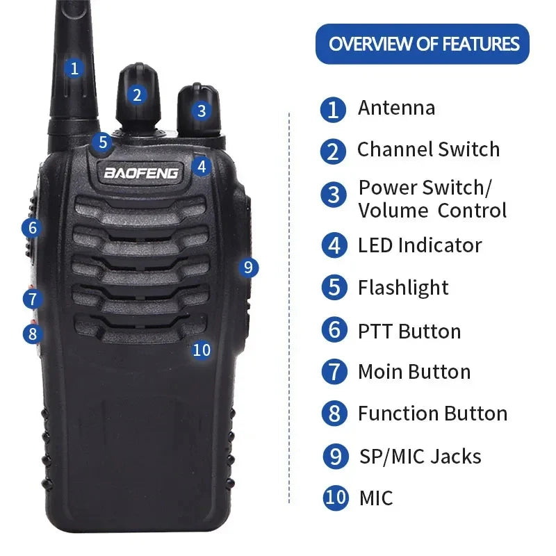 2/4PCS Baofeng BF-888S V2 Walkie Talkie Dual Band Portable Long Range UHF 400-470MHz USB/EU/US Ham Two Way Radio for Hunting
