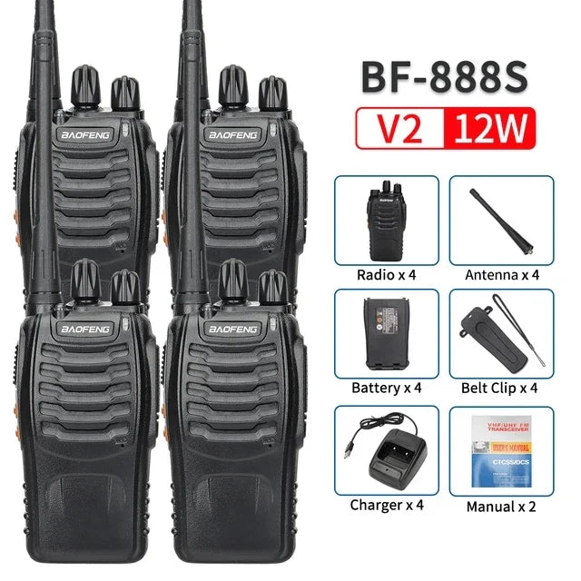 2/4PCS Baofeng BF-888S V2 Walkie Talkie Dual Band Portable Long Range UHF 400-470MHz USB/EU/US Ham Two Way Radio for Hunting