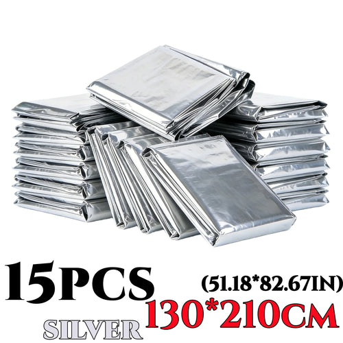 2/15pcs Large Emergency Survival Blanket Portable Aluminum Foil