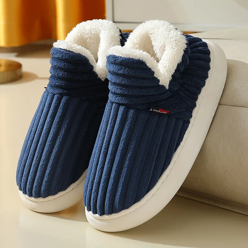 2025 Fashion Couple Winter Warm Plush Slippers Thick Sole Non Slip