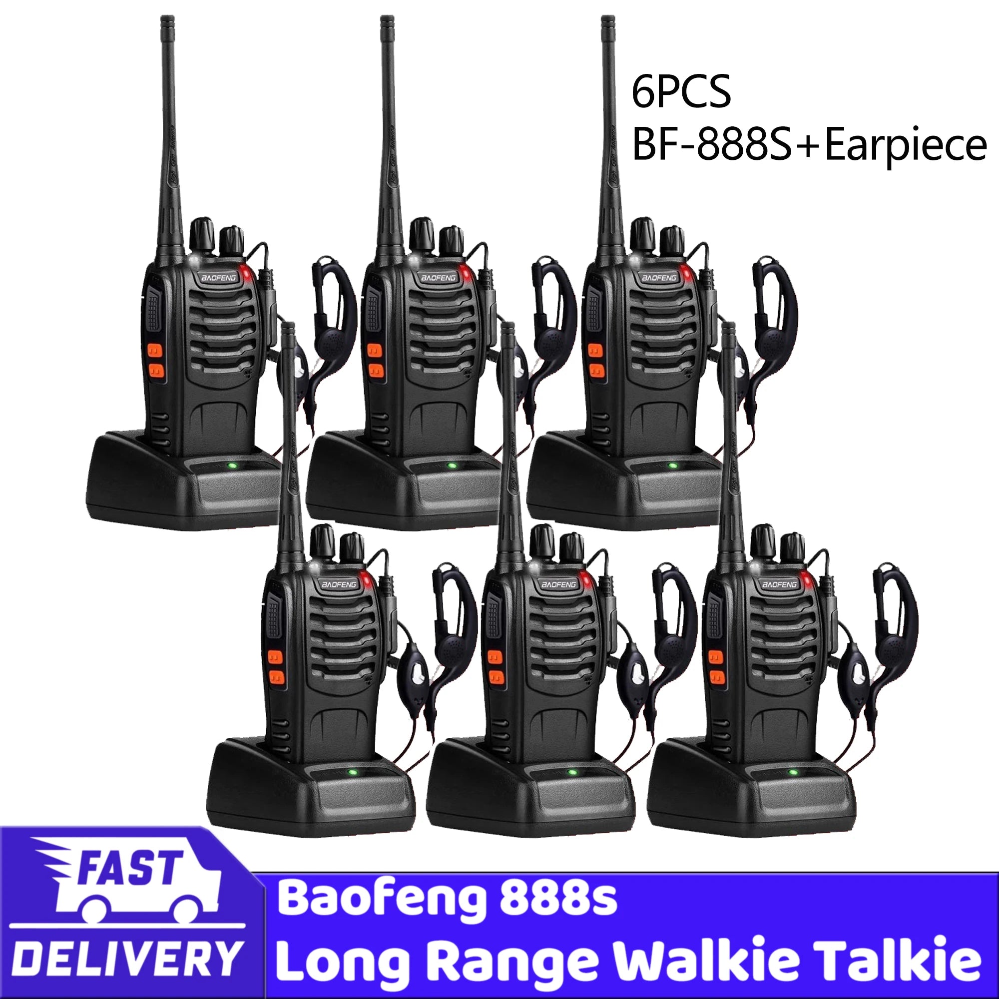 2pcs 4pcs 6pcs  Baofeng BF-888S With Headphones 5km Long Range Walkie