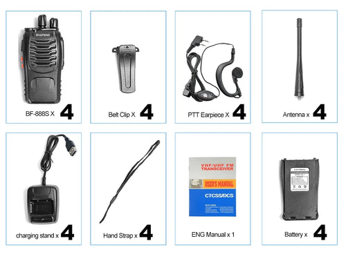 2pcs 4pcs 6pcs  Baofeng BF-888S With Headphones 5km Long Range Walkie