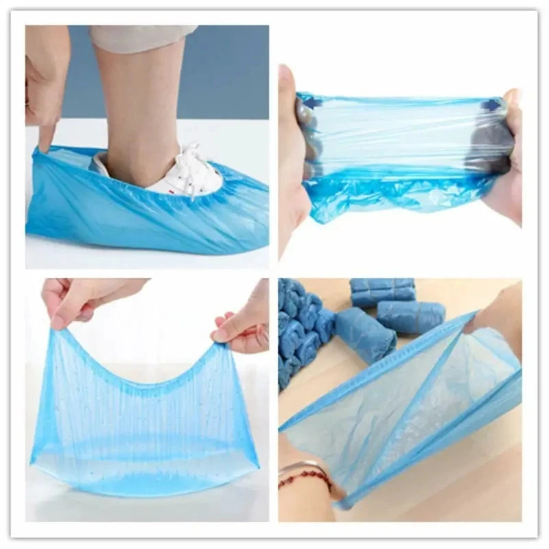 100PCS disposable waterproof shoe cover plastic non-slip foot cover
