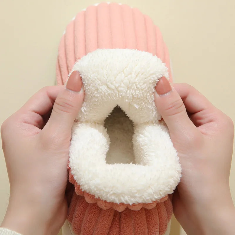 2025 Fashion Couple Winter Warm Plush Slippers Thick Sole Non Slip